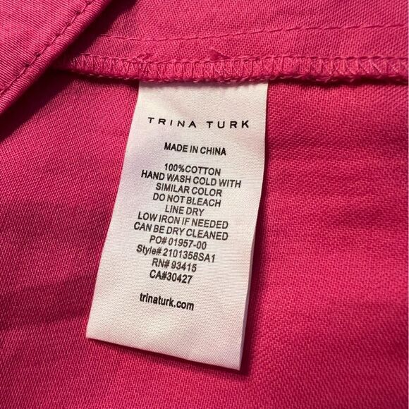 Trina Turk Cassia Tiered Midi Dress Size M Playa Pink Balloon Puff Sleeve‎ - Picture 8 of 10